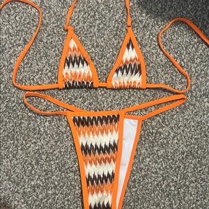 Orange Zigzag Bikini Set